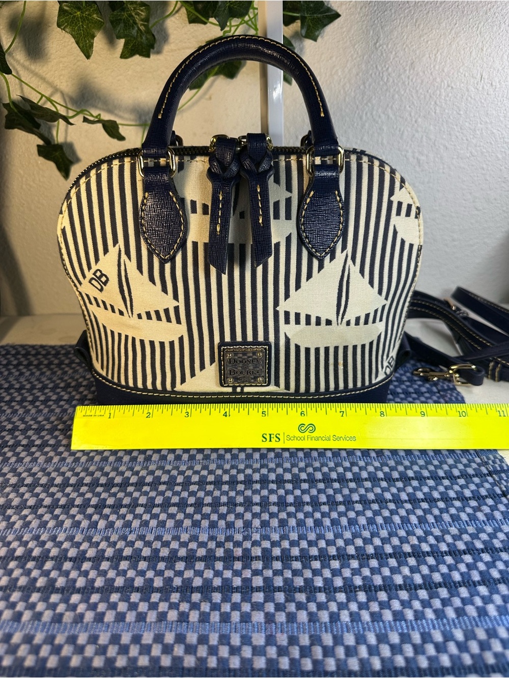 Dooney & Bourke Sailboat Bitsy Crossbody Bag - Navy & Cream Nautical Print - Picture 11 of 16